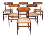 Sérgio Rodrigues - (1956) - Conjunto de 06 cadeiras Lucio Costa em Jacarandá Maciço. Assento em palh