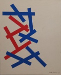 JUDITH LAUAND, óleo sobre tela. "Geométrico", medindo: 60 x 50 cm. Ano de 94. A.c.i.d e no v
