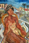 Emiliano Di Cavalcanti, Mulata - óleo sobre tela - datado Rio 1967 -  med. 146 x 97 cm - com Certi