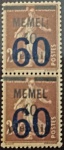 Memel - Selo frances 20 cêntimos em par sem carimbo com goma e com sobrecarga de MEMEL.