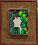 Roberto : "Perfil de mulher" , óleo s. tela , ass. inf. esq. , dat. 1973 . Med. Mi 22 x 16 cm  40 x 34 cm