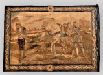 AUBUSSON : Antiga tapeçaria da manufatura francesa de aubusson de pequenas dimensões , França séc XVIII, apresenta defeitos , no estado. Med. 68 x 92 cm