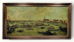 A. Giusti : " Veneza" , óleo s. tela , ass. inf. dir. Med. Mi 59 x 120 cm   Me 73 x 134 cm