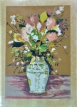 JENNER AUGUSTO : "Vaso de Flores", serigrafia , sobre papel canson , tir. 55/199 , com dedicatória à Edna Savaget .Med. Mi 64 x 45 cm  Me 75,5x 55,5 cm
