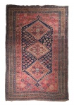 Tapete persa Shiraz , antigo , marcas de tempo e uso (no estado). Med. 234 x 136 cm