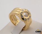 CHOPARD - Anel Vintage Ouro Amarelo 18K com Diamante Flutuante e Diamantes Cravejados ao Redor, Aro