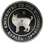Moeda da Espanha - 2000 pesetas - série Ibero americana: Lince espanhol - 1994 - PROOF - PRATA(.925)
