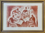 CARLOS BOTELHO (Portugal,1889-1982) - "QUARTETO". Litogravura em tons de 'sanguinea', ano 1962. Assinada de punho no c.i.d, tiragem 16/150. Med. 37 x 51 cm Moldura: 43 x 57 cm.  ----- > Veja esta gravura no acervo do Centro de Arte Moderna CALUSTE GULBENKIAN ----->   https://gulbenkian.pt/cam/artist/carlos-botelho/  -----> QUEM FOI: https://www.movimentoartecontemporanea.com/artistas/73/