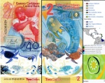 EASTERN CARIBBEAN CEDULA DE 2 DOLLARS EM POLIMERO DO ANO 2023 FLOR DE ESTAMPA