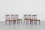 Novo Rumo- 1950- Conjunto com 6 cadeiras em jacarandá maciço. Seladas. Todas executadas em lindo jac