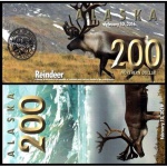 Alaska - A-089 - Cédula Fantasia de 200 Dollar 2016 Flor de Estampa - Reindeer