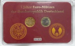 Alemanha - Acrilico com 2 Moedas - 1 Mark 1964 e 1 Euro 2004 - Comemorativos dos 5 anos do EURO - Tiragem 30.000 unidades - Proof