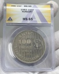 Hungria - ##FAO## - Moeda Graduada de 100 Forint 1983 Flor de Cunho - Graduada pela ANACS MS65 - KM# 631 Material Cupro Niquel - 23.33GR - 38.61mm