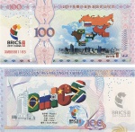 Brics - Cédula Fantasia de 100 dólares 2017 Flor de Estampa - Papel numérico de série anti-falsificação UV.