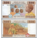 Camarões - P-206Ue - Cédula 500 Francs 2017 Flor de Estampa -  C A S - Banco dos Estados Centro Africanos - Letra U=Cameroun - Africa