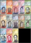 Venezuela - Série com 13 Cédulas de 2 a 100.000 Bolivares Soberanos 2007/2017 - P-88/P-100 - 2-5-10-20-50-100-500-1.000-2.000-5.000-10.000-20.000 e 100.000 - Soberbas e MBC - América