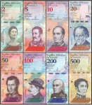 Venezuela - Série com 8 Cédulas de 2 a 500 Bolívares Soberano 2018 Circuladas (A maioria Soberbas) - valores 2/5/10/20/50/100//200 e 500 Bolivares P-101 a P-108 - América