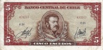 Chile - P-138a - Cédula de 5 Pesos 1964 Flor de Estampa - Manchas do tempo - Manuel Bulnes - América