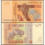 Costa do Marfim - P-119Aj - Cédula 500 Francs 2021 Flor de Estampa - W A S Banco dos Estados  do Oeste Africano - Letra A=Côte D Ivoire - Africa