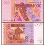 Costa do Marfim - P-115Aa - Cédula 1000 Francs 2003 Flor de Estampa - W A S Banco dos Estados  do Oeste Africano - Letra A=Côte D Ivoire - Africa