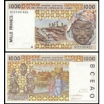 Costa do Marfim - P-111Ag- Cédula 1000 Francs 1997 Flor de Estampa - W A S Banco dos Estados  do Oeste Africano - Letra A=Côte D Ivoire - Africa