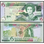 Estados do Caribe Oriental - P-47 - Cédula de 5 Dollars 2008 Flor de Estampa - Rainha - América