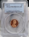 Estados Unidos - Moeda de 1 Cent - Lincoln Cents - 1993-S - Proof - Graduada PCGS PR69DCAM - Peça espelhada maravilhosa!