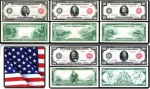 Estados Unidos - Lotão com 05 Réplicas de Cédulas de Dollar SELO VERMELHO dos anos de 1915 e 1918. Nota de U$ 5 com Abraham Lincoln (16 Presidente no cargo de 4 de março de 1861 a 15 de abril de 1865) Nota de U$ 10 com Andrew Jackson (7 Presidente no cargo de 4 de março de 1829 a 4 de março de 1837) Nota de U$ 20 com Grover Cleveland (22 e 24 presidente. De 04/03/1885 a 04/03/1889 e de 04/03/1893 a 04/03/1897) Nota de U$ 50 com Ulysses S. Grant (18 presidente no cargo de 04 de março de 1869 a 04 de março de 1877) Nota de U$ 100 com Benjamin Franklin (6 Governador da Pensylvania de 18/10/1785 a 05/11/1788). Papel com espessura compatível com as cédulas originais. Obs.: A numeração pode ser diferente da foto. Trata-se, portanto, de cópias, réplicas ou reprodução. Impressão de alta qualidade, com grande riqueza de detalhes. Impressão frente e verso no mesmo tamanho das originais. Super resistente. Pode ser usada como decoração, material didático e mesmo para colecionar.