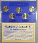 Estados Unidos - State Quarter Colection 2007 Philadélphia Mint Edition - Set com os seguintes Estados: Montana, Washington, Utah, Idaho e Wyoming - PROOF/MINT (Letra P-Philadélphia)