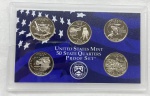 Estados Unidos - Set de 2002 com 5 Moedas Quarter States Proof/Mint - Letra S - Estojo Lacrado do Programa United Stats Mint 50 State Quarters Proof Set contendo os seguintes Estados - Tenessee, Ohio, Louisiana, Indiana e Mississippi. Flor de Cunho sem caixa com avarias na lateral do acrilico e trincado.