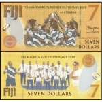 Fiji - P-122a - Cédula de 7 Dollars 2022 Flor de Estampa - Comemorativa Medalha de Ouro Rugby - Oceânia