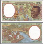 Gabão - P-402Lg - Cédula de 1.000 Francs 2000 Flor de Estampa - Cédula rara emitida pelo C A S - Banco dos Estados da África Central - Leta A=Gabon - África