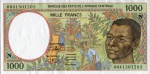 Guiné Equatorial - P-502Ng - Cédula 1000 Francs 2000 Flor de Estampa - C A S - Banco dos Estados Centro Africanos - Letra N=Equatorial Guinea - Africa