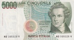 Itália - P-111 - Cédula de 5.000 Liras 1985 - Vincenzo Bellini - Sob/FE - Europa