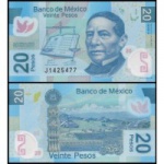 México - C.122x - Cédula de 20 Pesos 2013 Polímero Flor de Estampa - Benito Juarez - América