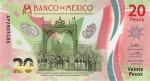 México - C.132b.3 - Cédula de 20 Pesos 2021 Polímero Flor de Estampa - Comemorativa Bicentenário da Independência - América