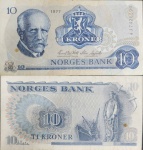 Noruega - P-36c - Cédula de 10 Kroner 1977 MBC - Norway - Europa