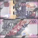 Quênia - P-53a - Cédula 100 Shillings 2019 Flor de Estampa - Jomo Kenyatta - Kenya - Africa