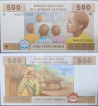 Republica Centro Africana - P-306Md - Cédula 500 Francs 2002 Flor de Estampa - Cédula rara emitida pelo C A S - Banco dos Estados da África Central - Leta M=Central African Republic - África