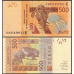 Senegal - P-719Kh - Cédula 500 Francs 2019 Flor de Estampa - Cédula emitida pelo W A S Banco dos Estados Africanos do Oeste - Letra K=Senegal - Africa