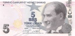 Turquia - P-222e - Cédula de 5 Lira Turca 2021 Flor de Estampa - Turkey -  Ásia