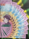 Venezuela - P-106a - Lotão com 10 Cédulas de 100 Bolivares  Soberano 2018 - Flor de Estampa (Sequencial - A numeração das cédulas pode variar, porém a sequência sempre começará com o numeral 1 e terminará com o numeral 0) - América