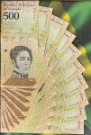 Venezuela - P-108a - Lotão com 10 Cédulas de 500 Bolivares  Soberano 2018 - Flor de Estampa (Sequencial - A numeração das cédulas pode variar, porém a sequência sempre começará com o numeral 1 e terminará com o numeral 0) - América