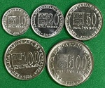 Venezuela - Conjunto com 5 Moedas 2002/2004 - 10-20-50-100 e 500 Bolivares - Flor de Cunho - Aço Niquelado e Zinco Aluminio - America