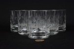 Conjunto de 6 copos para whisky em demi cristal lapidado ( 1 copo com pequenos bicados na borda) - alt. 09cm