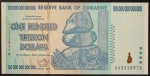 Cédula do Zimbabwe - 100 Trilhões de dólares