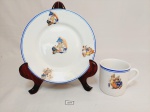 Conjunto Infantil de prato de sobremesa e caneca em porcelana  decorada ipb rio mede prato 16,5 cm e caneca 7 cm x 7 cm