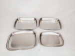 4 Travessas Ovais em Aço Inox Meridional 28 x 21 cm , 24 x 17 cm sendo 1 com amassado borda