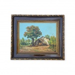 ARTISTA NÃO INDENTIFICADO - Paisagem com Casebre / Óleo sobre Tela / Assinado CID / Med. Obra 37 x 47 cm - Med. Moldura 53 x 63 cm
