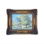 CASEMIRO RAMOS FILHO (1905 - 1976) - Paisagem com Casarios / Óleo sobre Madeira / Assinado CIE / Datado 1946 / Med. Obra 27 x 35 cm - Med. Moldura 41 x 49 cm